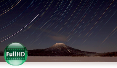 Record Full HD 1080p with stereo sound COOLPIX P900 time lapse star trail photo inset with the Full HD icon