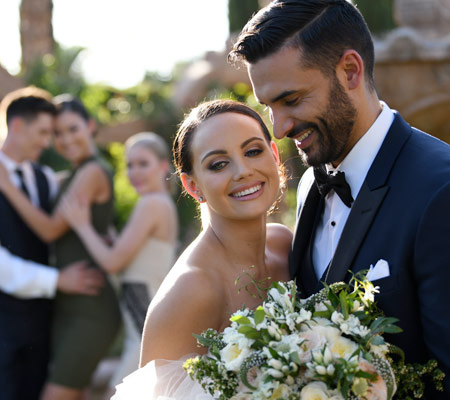 D850 DSLR photo of a bride, groom and wedding party