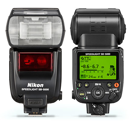 Photo of the front and the back of an SB-5000 Speedlight