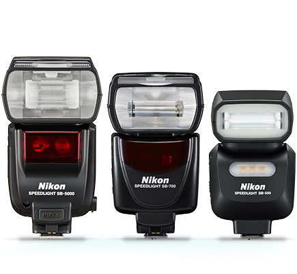 Photo of the SB-5000, SB-700 and SB-300 Speedlights