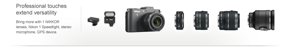 Highly compact and portable advanced camera system, the Nikon 1 V1 Camera goes everywhere you go. 