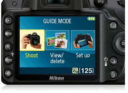 image of Guide Mode menu on D3200 HD-SLR's LCD