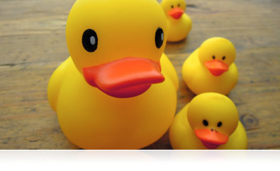 Close-up (Macro) photo of rubber ducks taken with the COOLPIX S30.