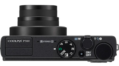Top photo of the COOLPIX P310's compact, intelligent design