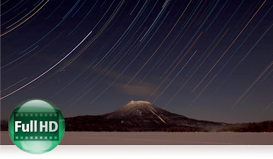 COOLPIX P900 time lapse star trail photo inset with the Full HD icon