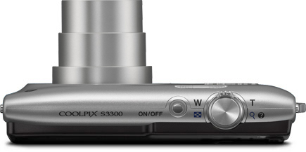 Top view of the stylish, trim and thin COOLPIX S3300.