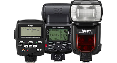 Learn about Nikon's Creative Lighting System Photo of 2 Nikon Speedlight flashes and the SU-800