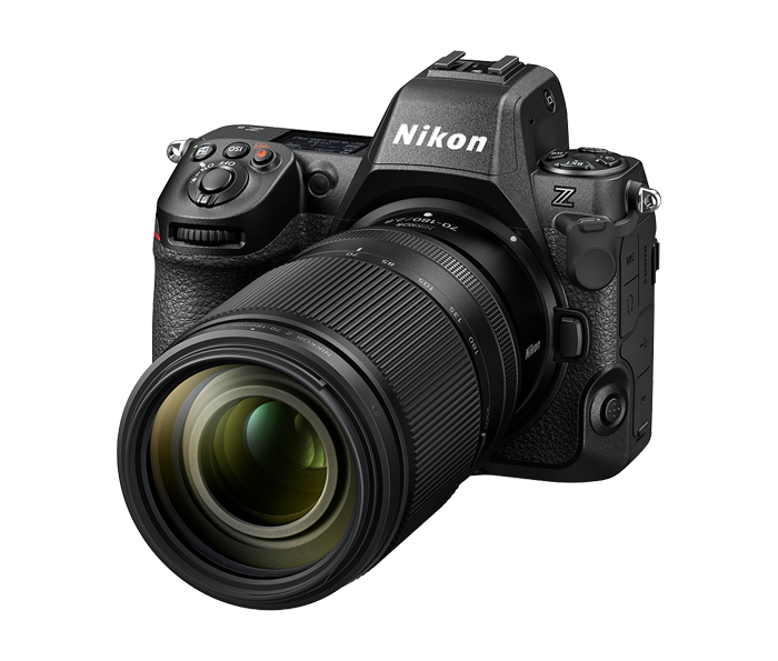 Side view of a Nikon DSLR with hot spots indicating different features.