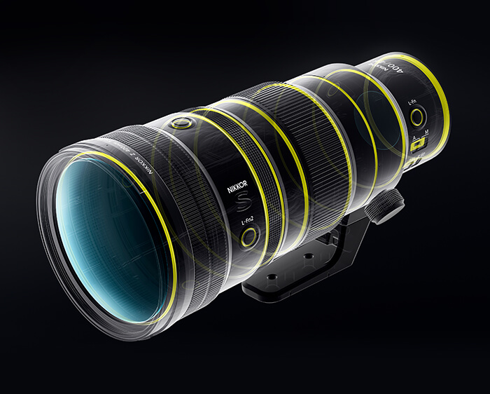 illustration showing the weather sealing of the NIKKOR Z 400mm f/4.5 VR S lens