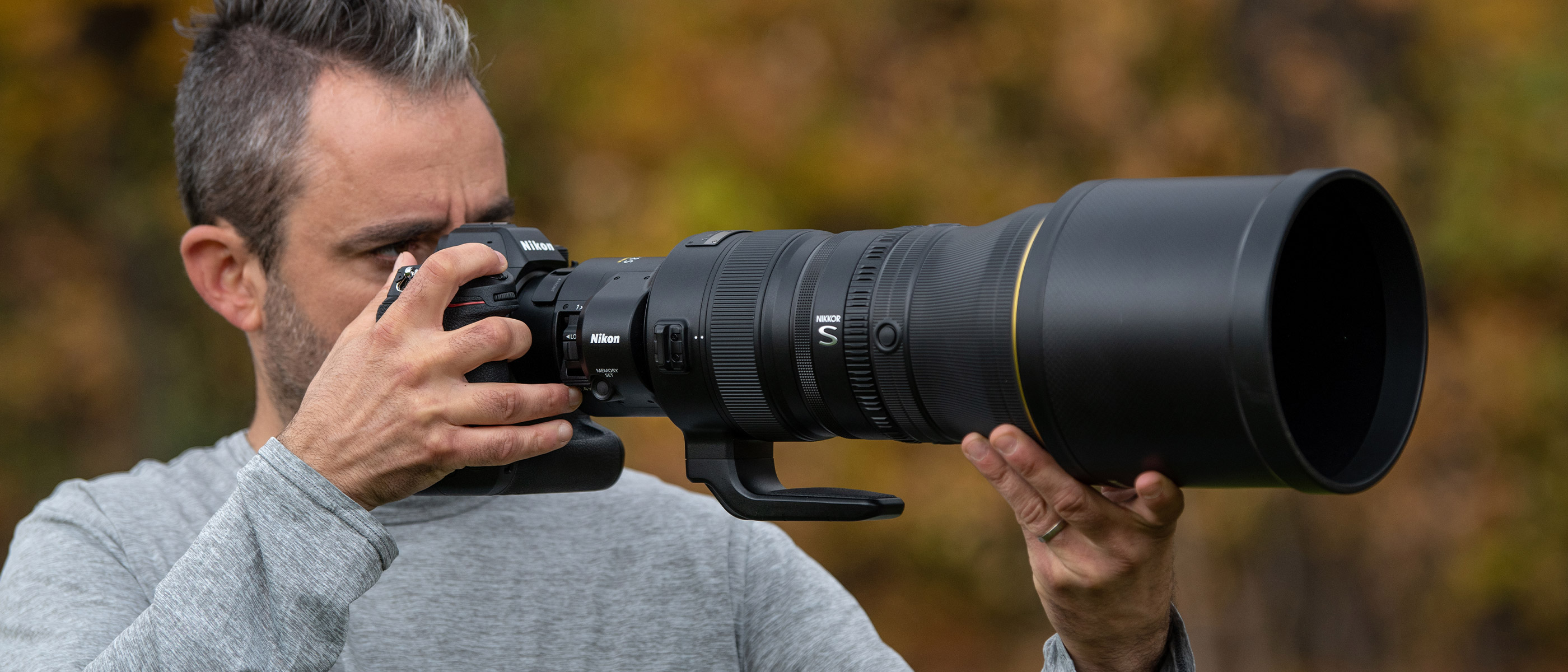 photo of a man shooting with the Z 9 and NIKKOR Z 400mm f/2.8 TC VR S lens