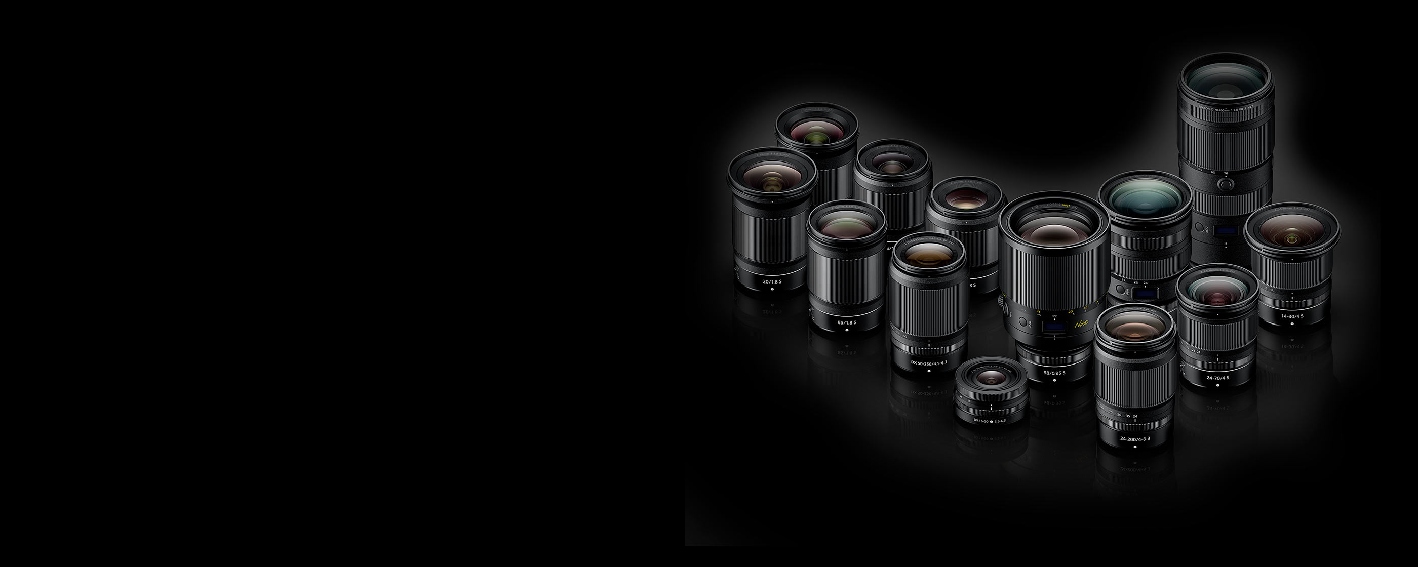 photo of a group of NIKKOR Z lenses