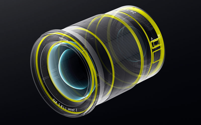 line art of the dust and drip seals of the NIKKOR Z 24mm f/1.8 S lens