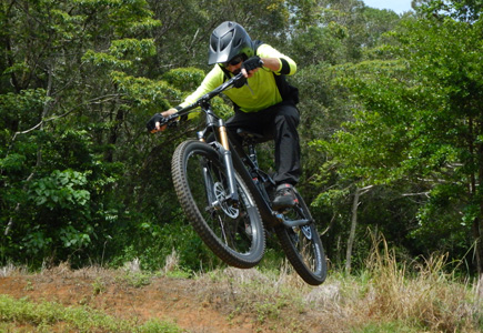 Photo of a mountain bike rider shot with the COOLPIX W300