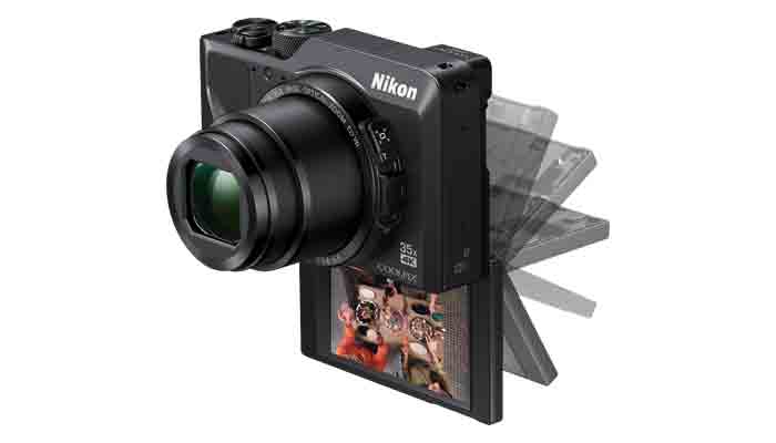 photo of the tilting touchscreen of the Nikon COOLPIX A1000