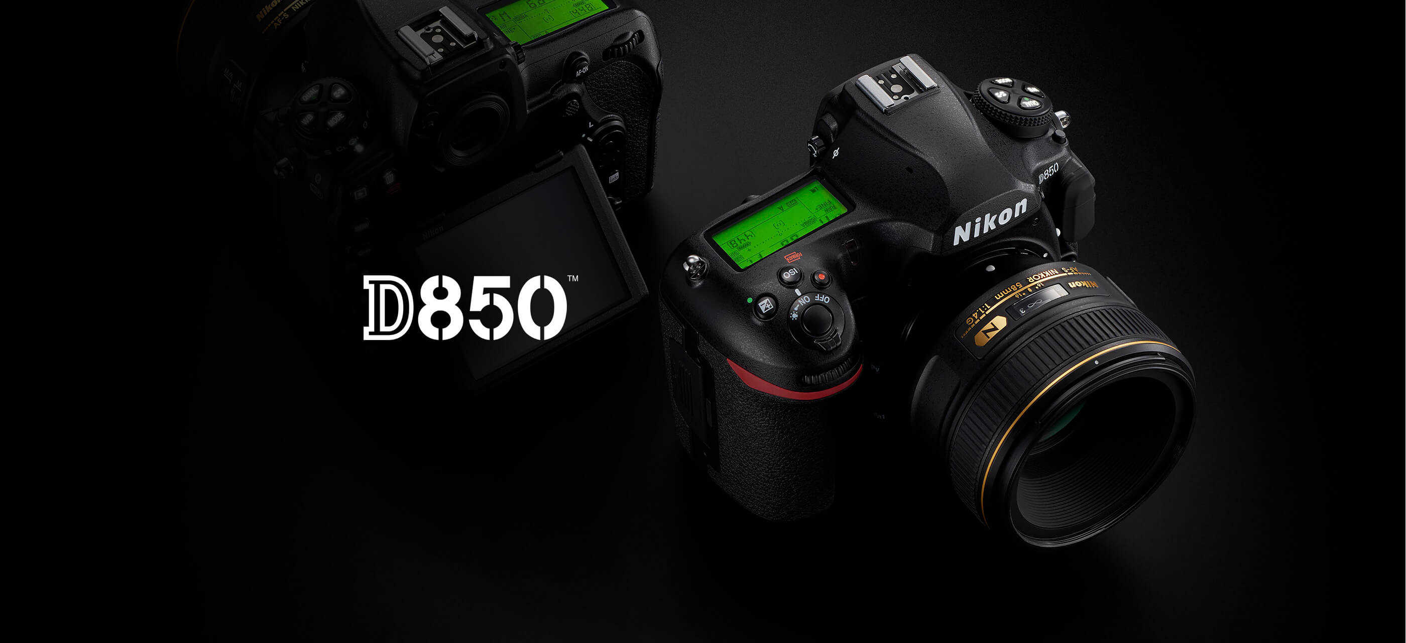 D850 black Nikon camera with touchpad 
