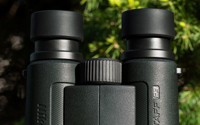 close up view of the eyecups of the PROSTAFF P3 10X30 binoculars