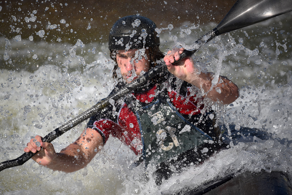 AF-P NIKKOR 70-300mm f/4.5-5.6E ED VR photo of a kayaker in white water