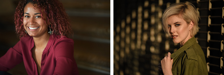 Side by side portraits of two women, shot with the AF-S NIKKOR 105mm f/1.4E ED lens, showing high quality images