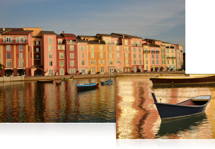 Photo of boats on a canal lined with colorful multiple-story houses, taken with the AF-S DX NIKKOR 18-300mm f/3.5-5.6G ED VR lens.