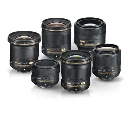 grouping of six f/1.8 NIKKOR lenses
