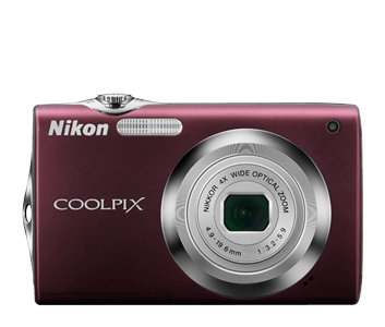 Plum Nikon Coolpix S3000 camera 12MP 4X zoom SD card, charger, battery 